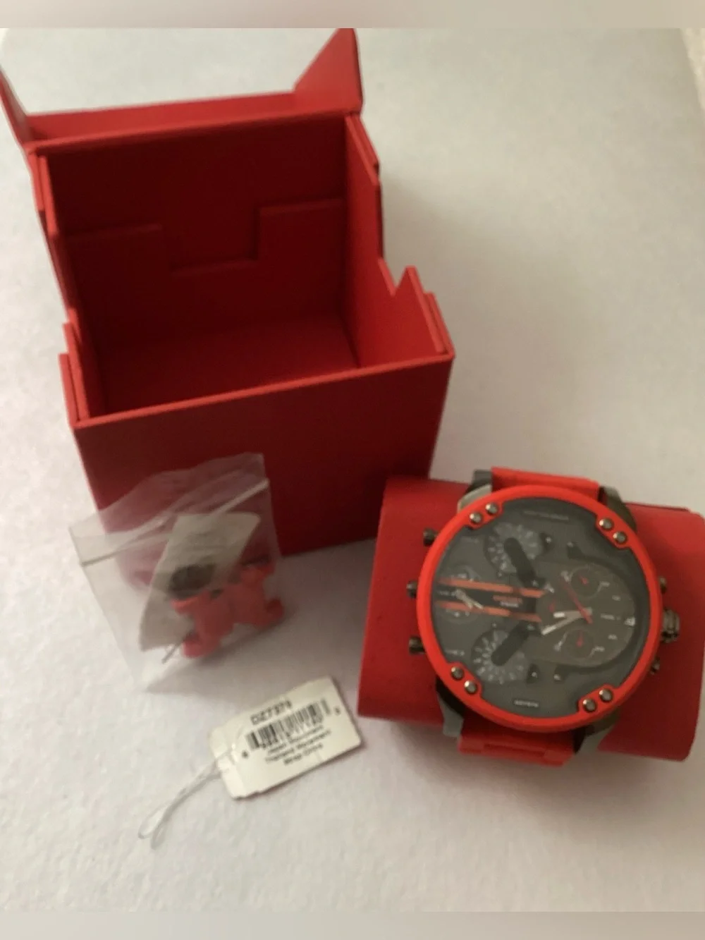 Diesel Chronograph Mr. Daddy 2.0 Red Silicone Strap Watch 55x66mm DZ7370